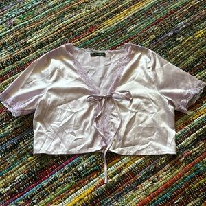Purple Cropped Lace Blouse